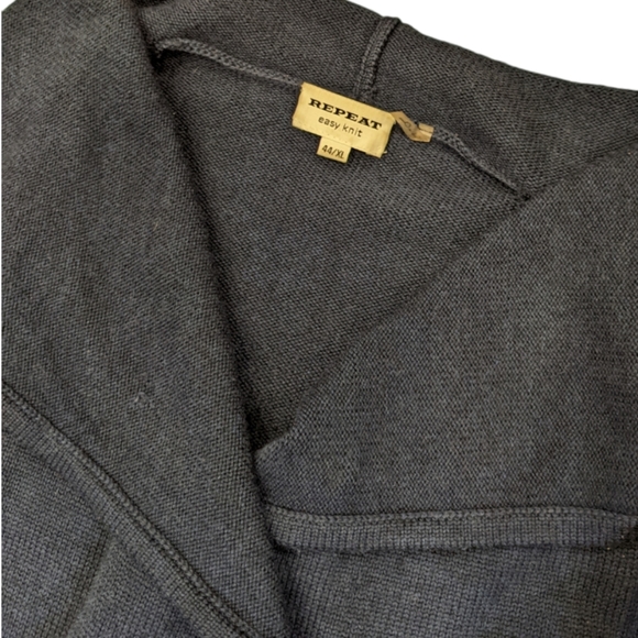 Repeat Navy Blue 100% Merino Wool Open Coatigan/Cardigan Size XL - Picture 4 of 6